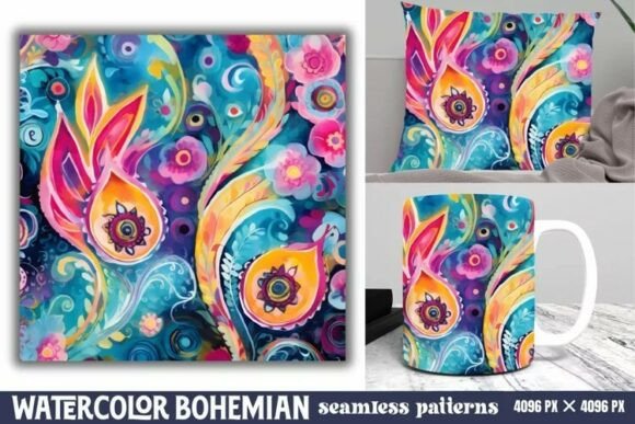 Download Seamless Watercolor Bohemian Pattern - Bohemian pattern Collection