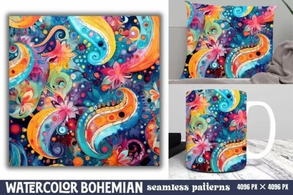 Download Seamless Watercolor Bohemian Pattern - Bohemian pattern Collection