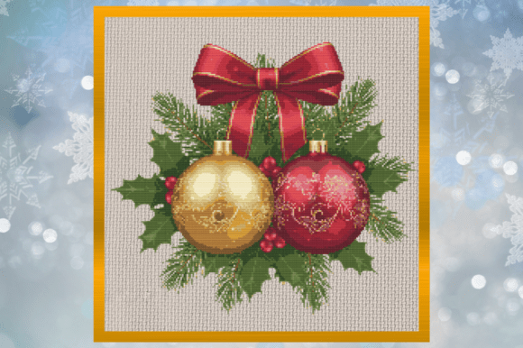 Download Christmas Holly Bow with Red &amp; Gold Orna - Premium Resources