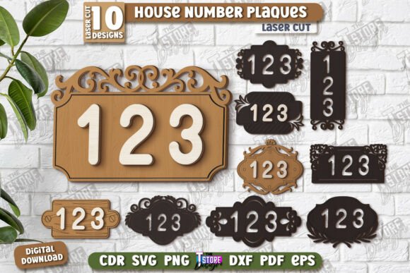 Download House Number Plaques Laser Cut Bundle - Premium Resources